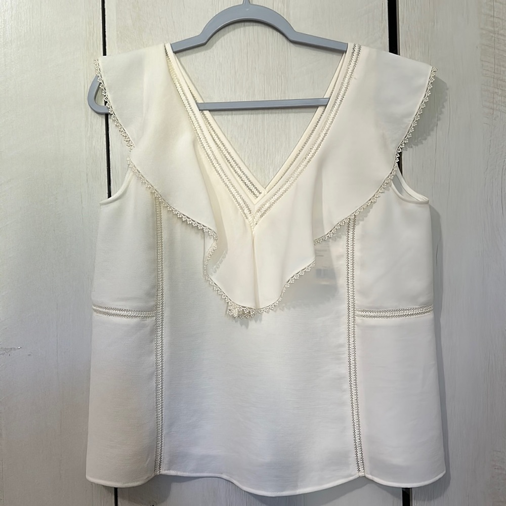 Sezane White Ruffle Sleeve Blouse NWT - Picture 4 of 10